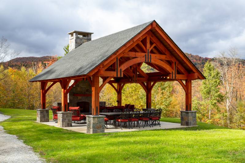20' x 24' Alpine Timber Frame Pavilion Shown with Options