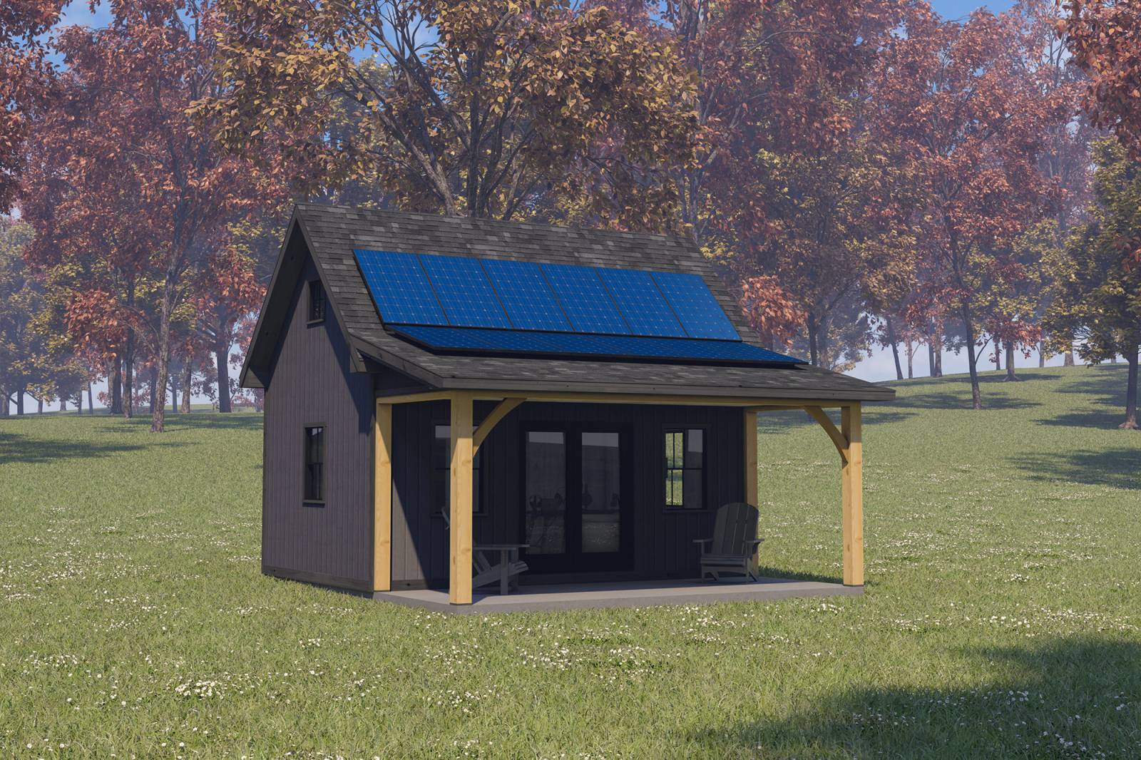 Off-Grid Solar Cabin • Artistic Rendering