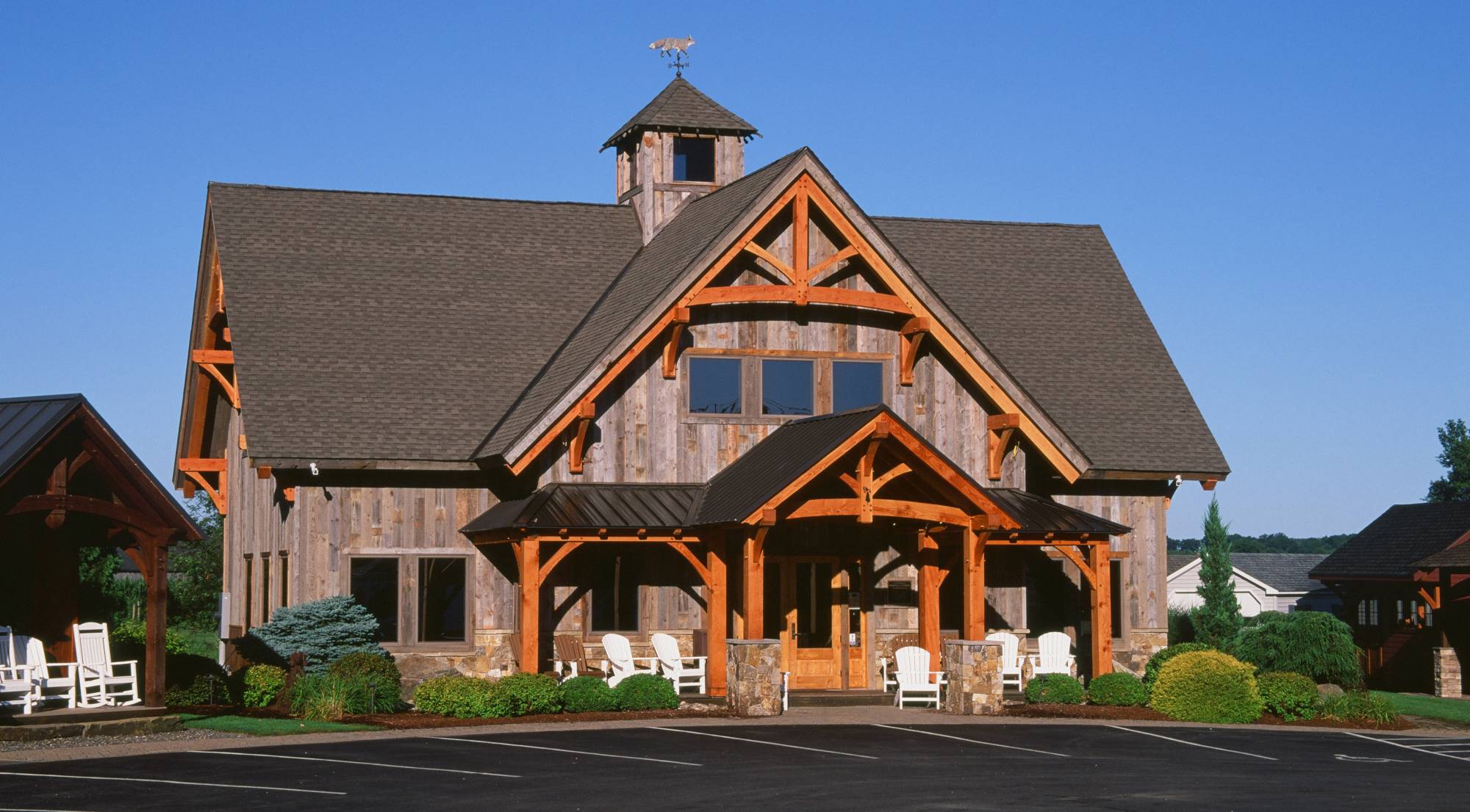 Our Ellington Office Updated with Timber Frame Accents & Timber Frame Porch