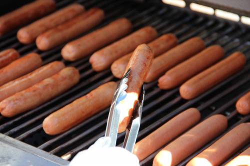 Hummel hot dogs on the grill