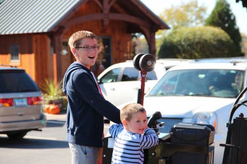 Kids checking out the Mule