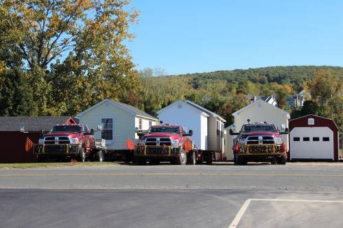 Delivery trucks ready for Monday's deliveries