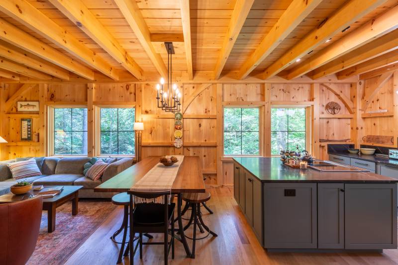 Main Living Area • Plenty of Windows • Timber Frame Barn Home