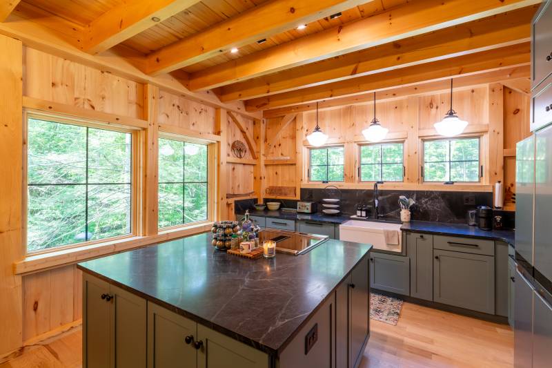 The Kitchen • Center Island • Farmhouse Sink • Post & Beam Barn Home