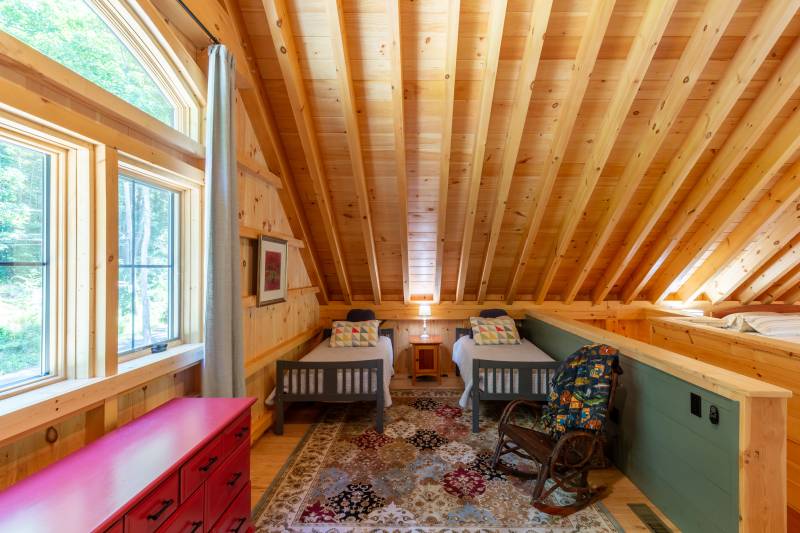 Second Floor Loft Guest Space • Timber Frame Barn Home