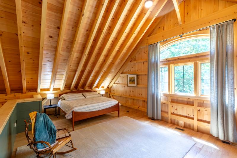 Second Floor Loft Guest Space • Timber Frame Barn Home