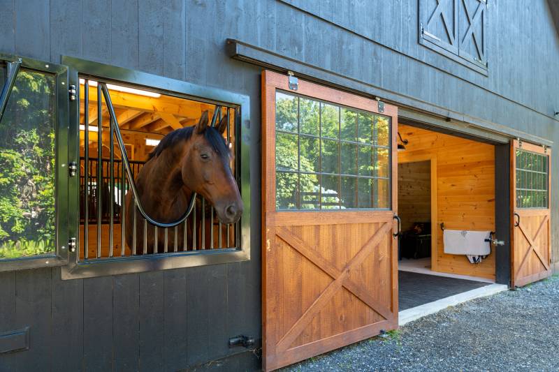 Sliding Barn Doors • A Special Window Lets the Horses Look Outside