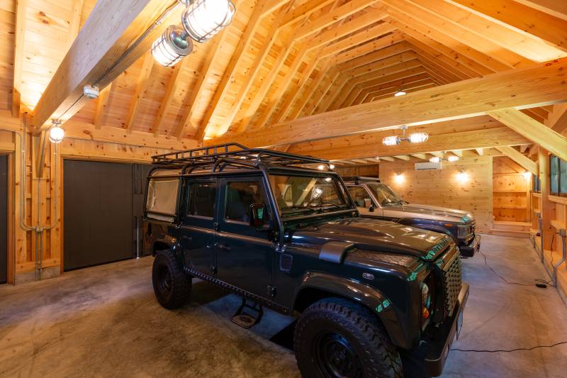 Interior of the Barn Open to the Ceiling • Clear Span • Post & Beam Garage