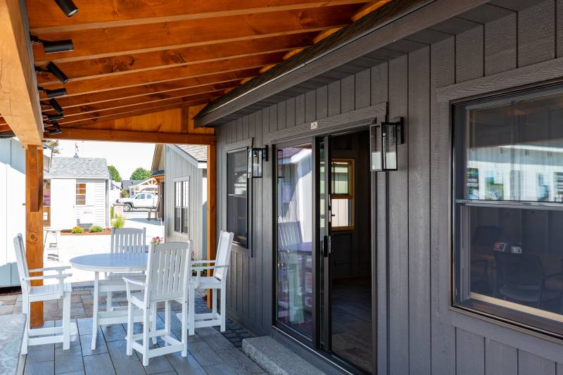 Under the Timber Frame Overhang