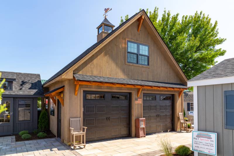 24' x 24' Newport Garage with Timber Frame Eyebrow Roof & Accents